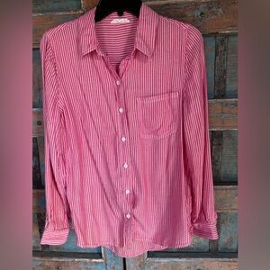 Red and white striped button down